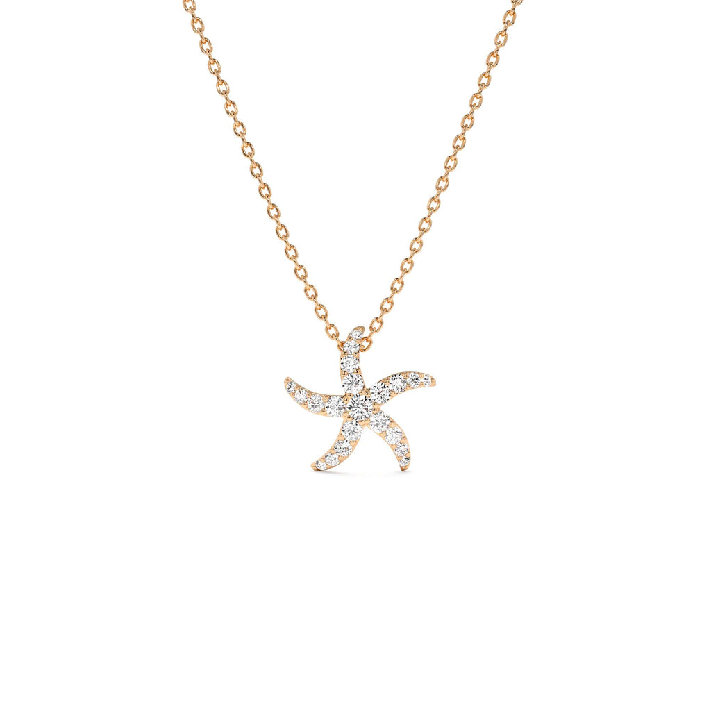 14k Gold Diamond Starfish Charm Pendant - view 2