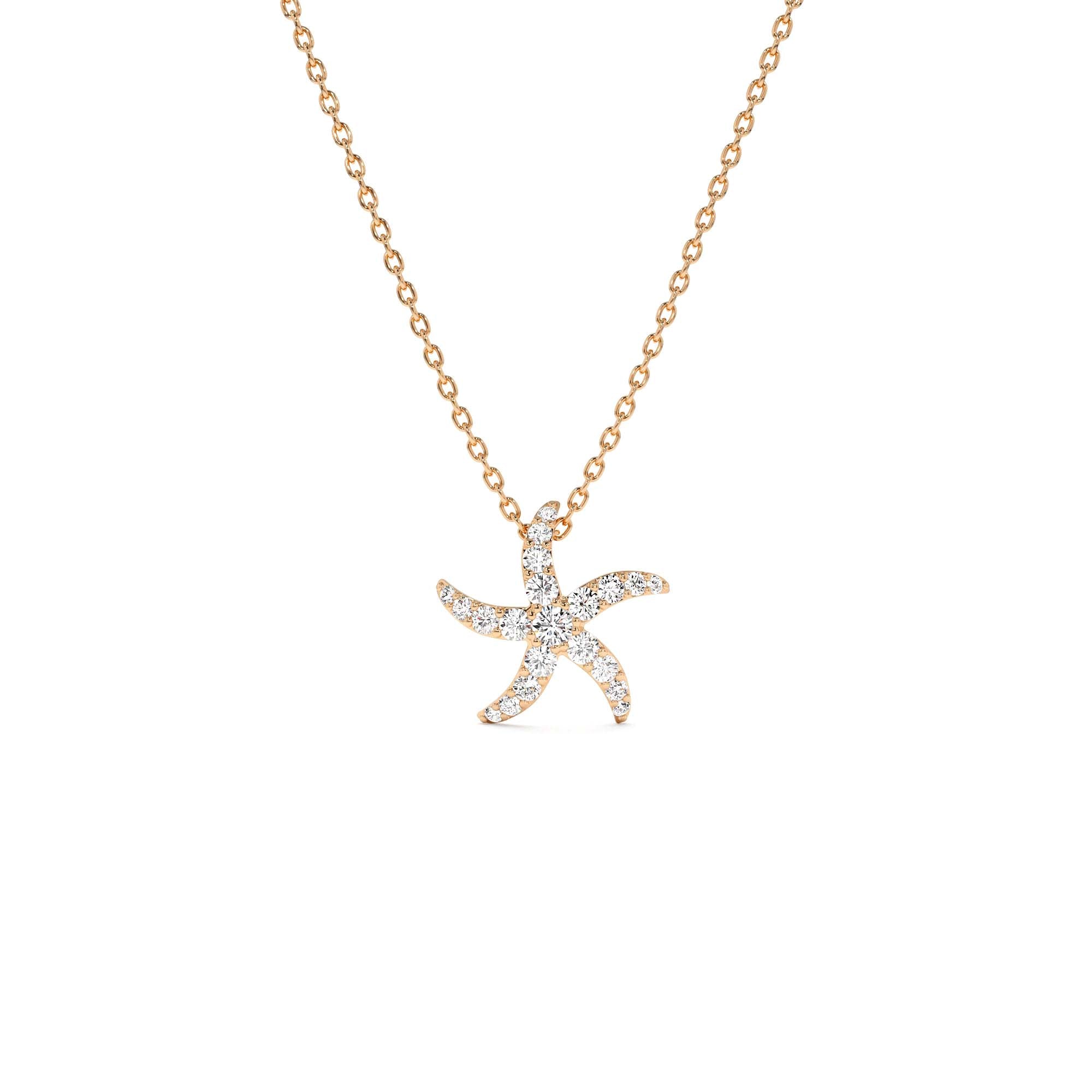 14k Gold Diamond Starfish Charm Pendant - view 2
