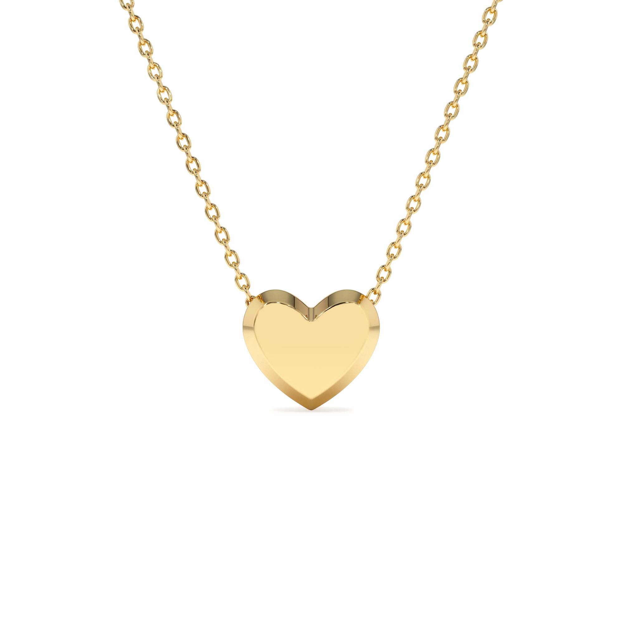 14K Puffed Heart Slider Necklace by Orlina Fine