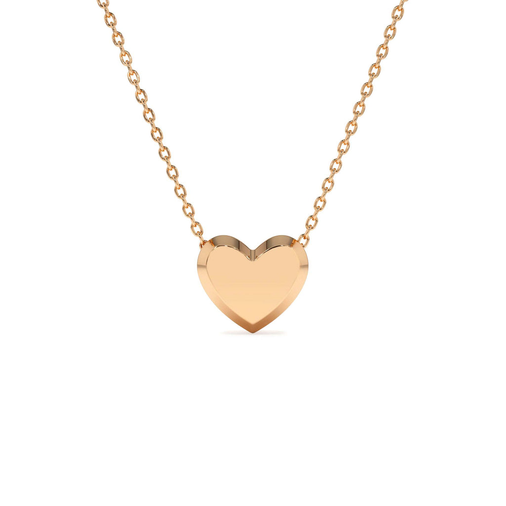 14K Puffed Heart Slider Necklace - view 2