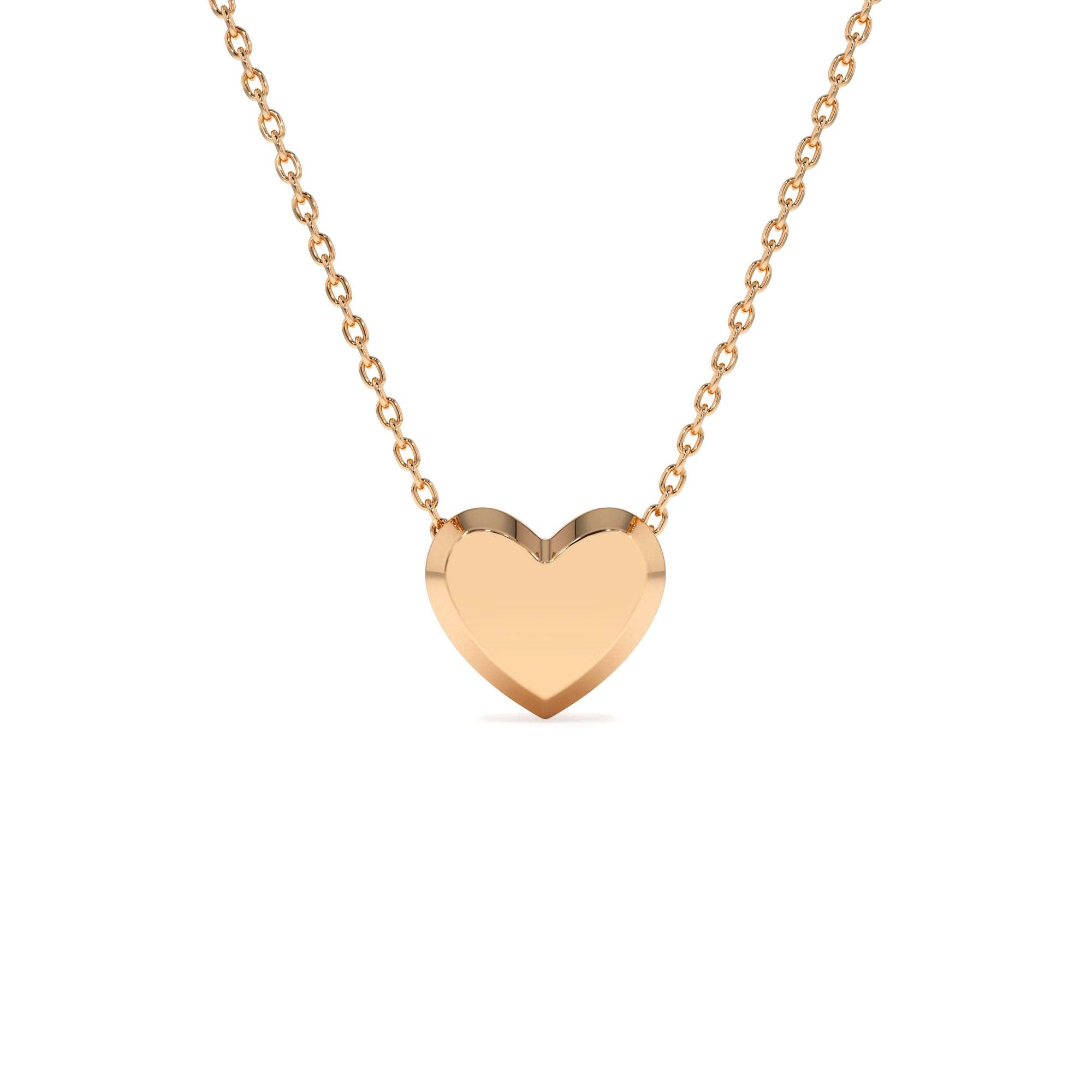 14K Puffed Heart Slider Necklace - view 2