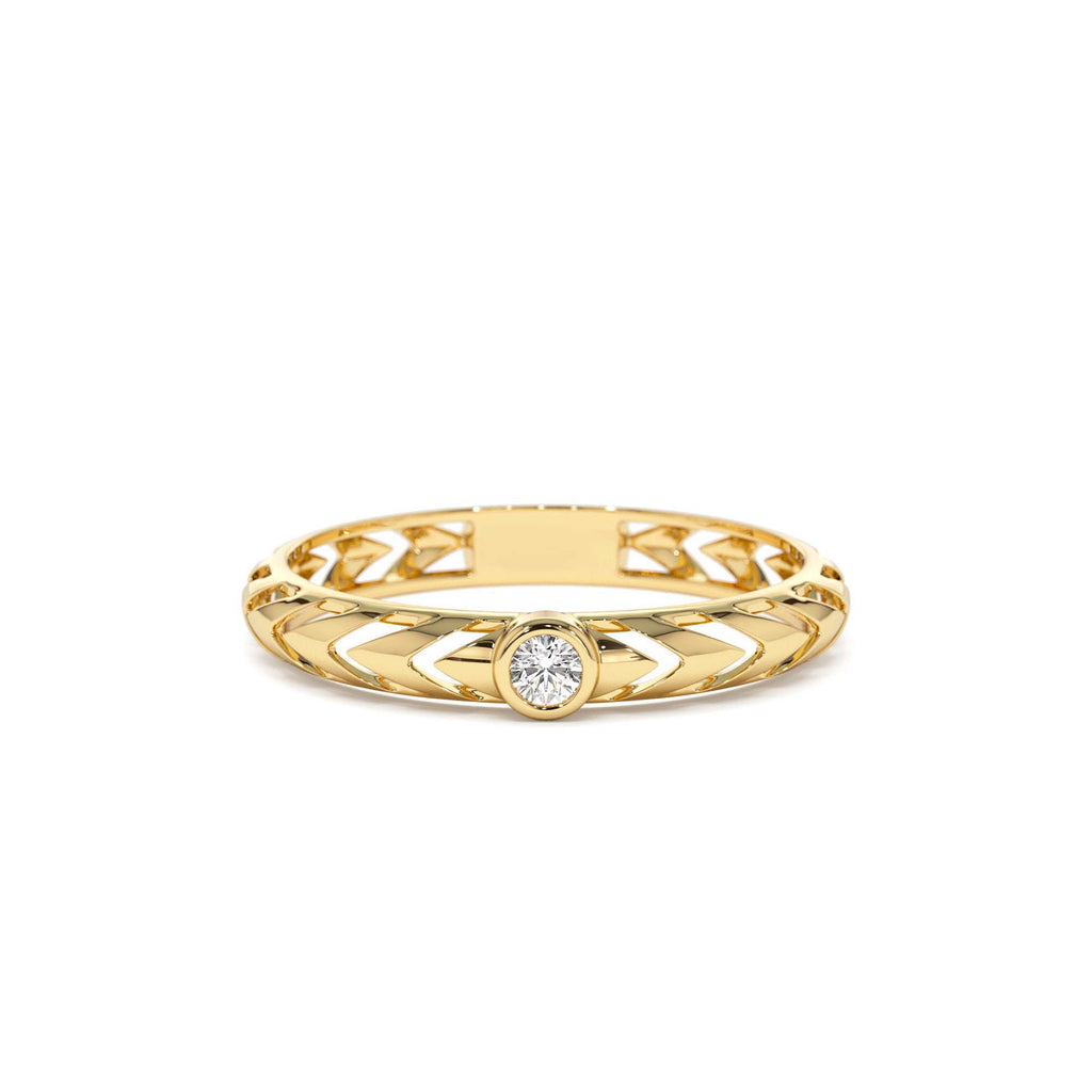 14k Gold Unique Diamond Modern Ring by Orlina Fine