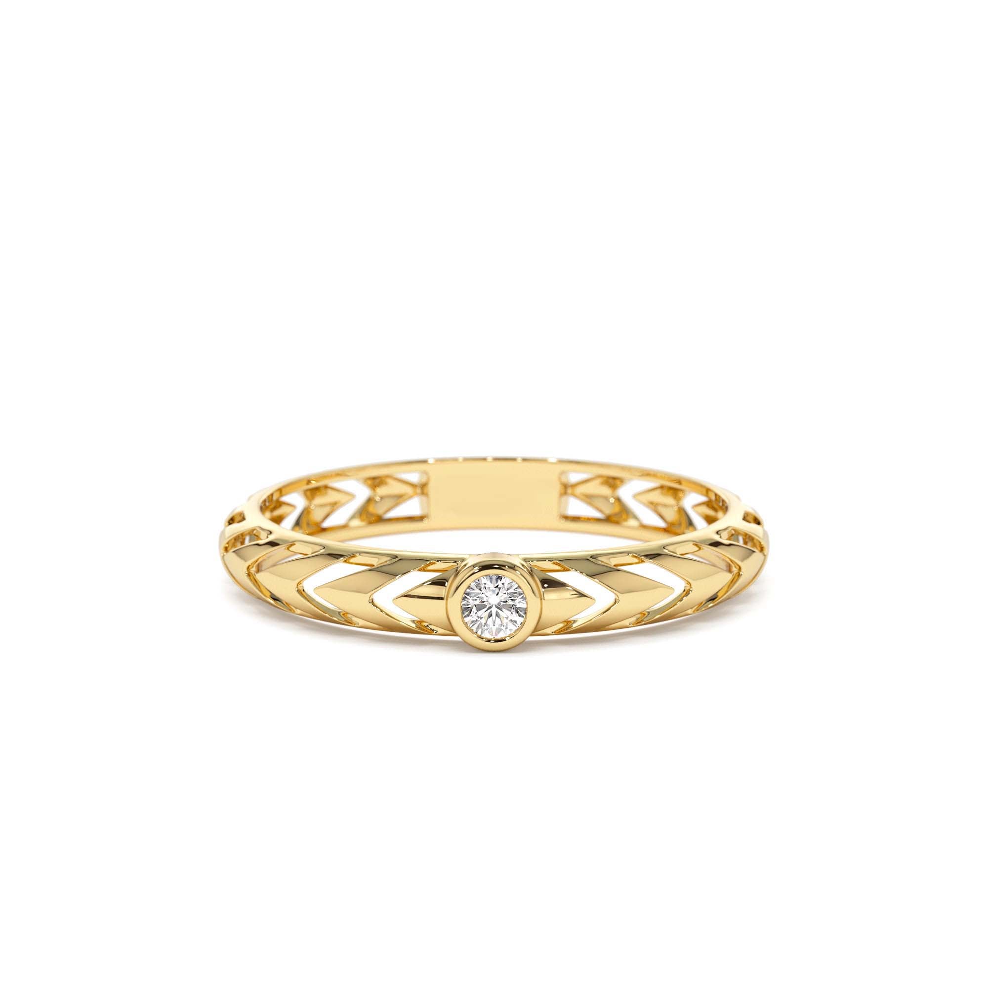 14k Gold Unique Diamond Modern Ring by Orlina Fine