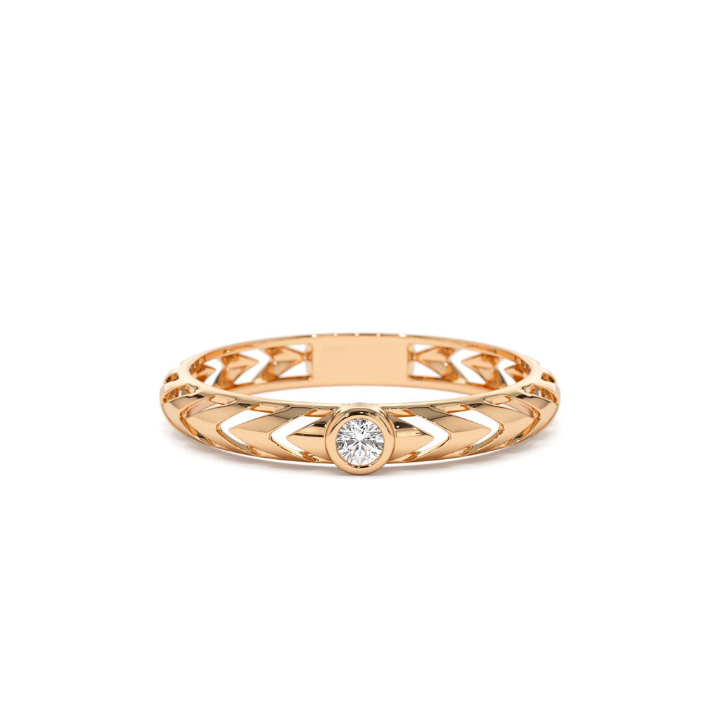 14k Gold Unique Diamond Modern Ring - view 2