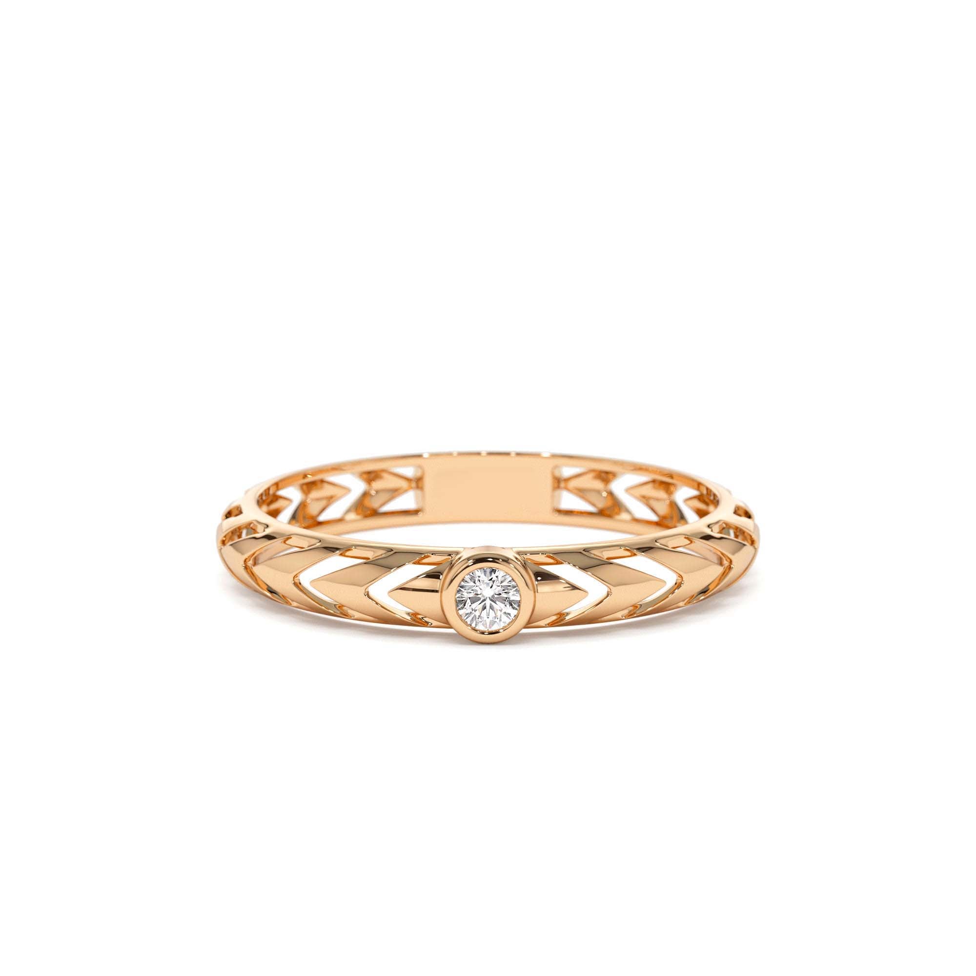 14k Gold Unique Diamond Modern Ring - view 2