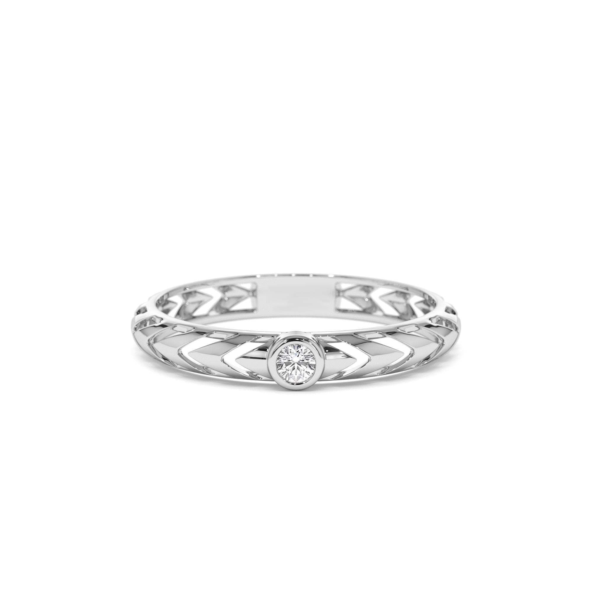 14k Gold Unique Diamond Modern Ring - view 3