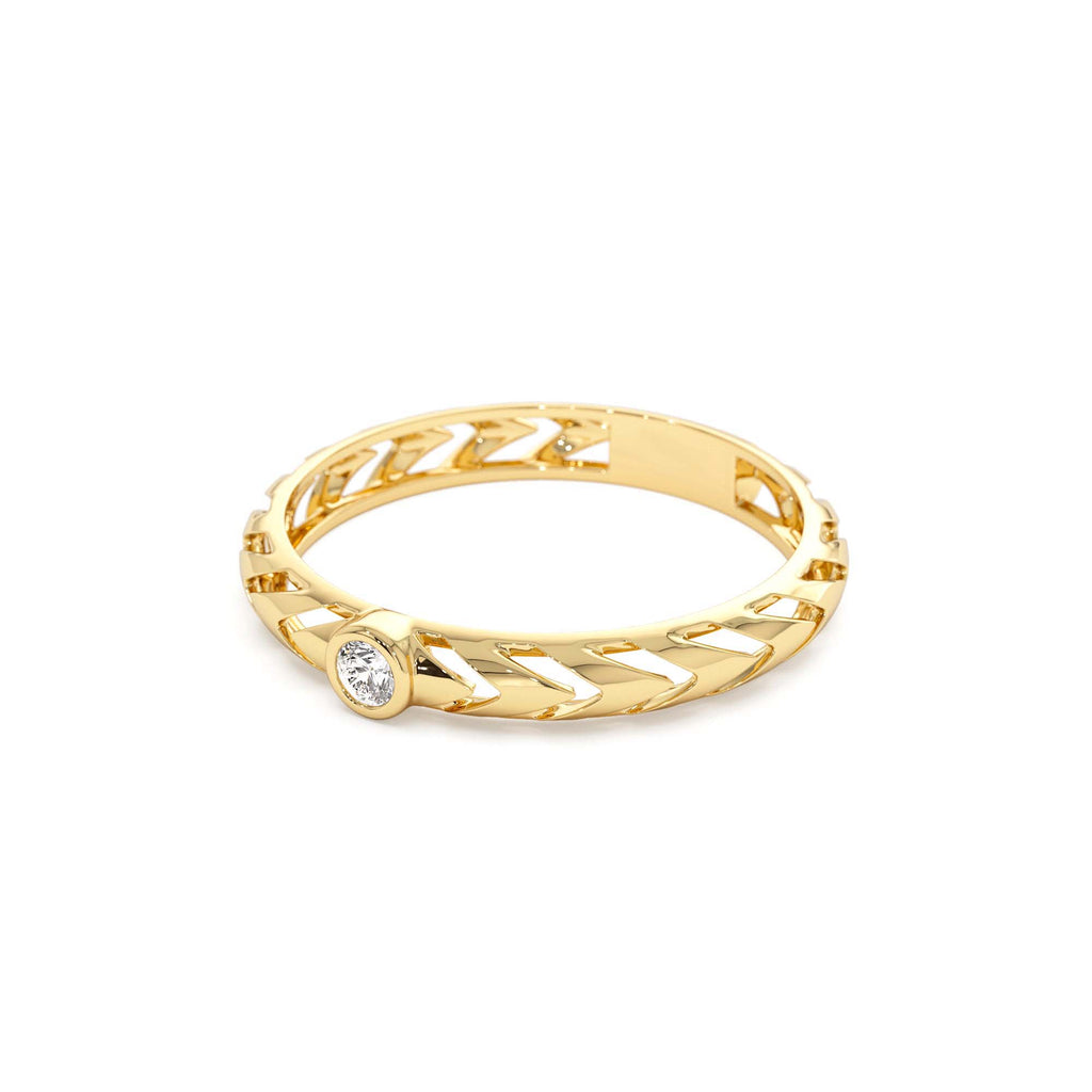 14k Gold Unique Diamond Modern Ring - view 4