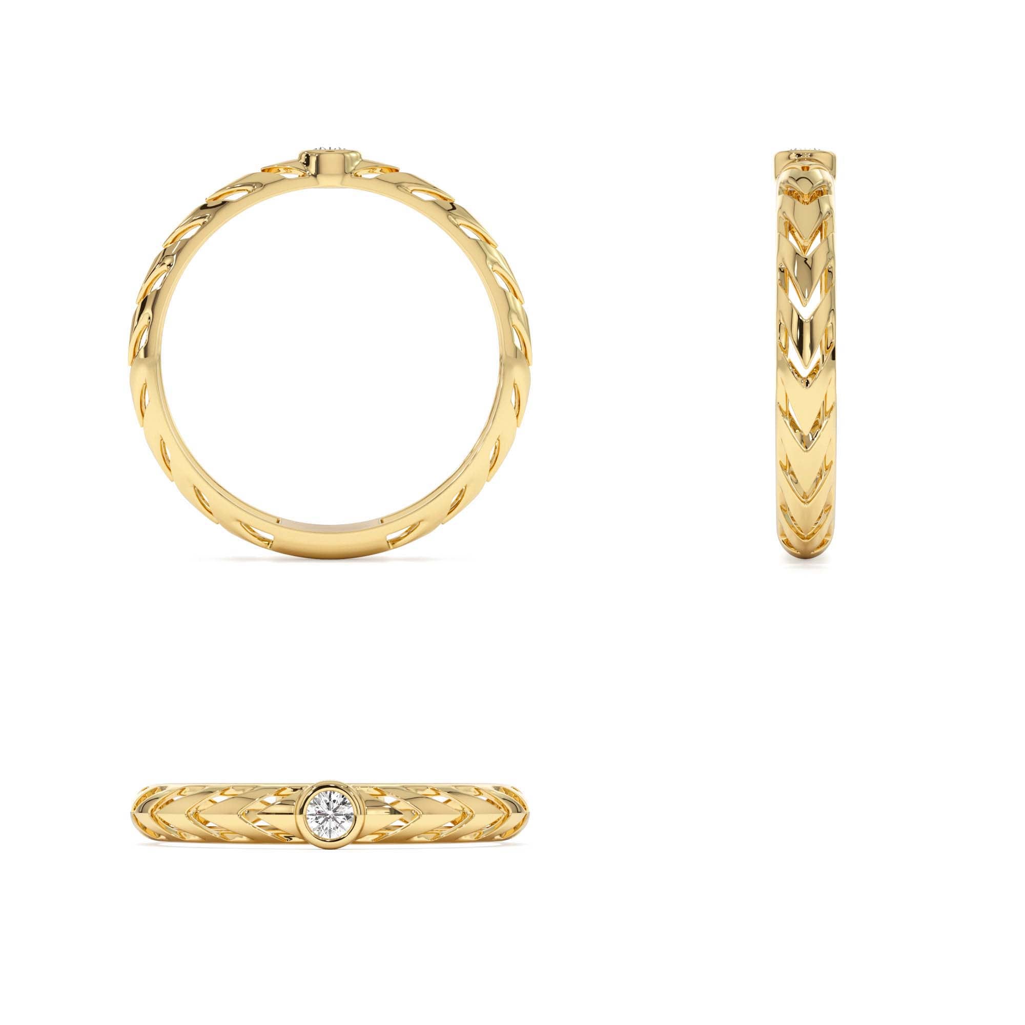14k Gold Unique Diamond Modern Ring - view 5