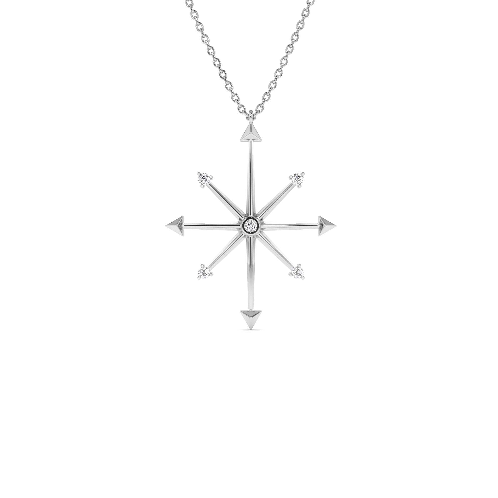 14k Layering Diamond Compass Charm Necklace - view 3