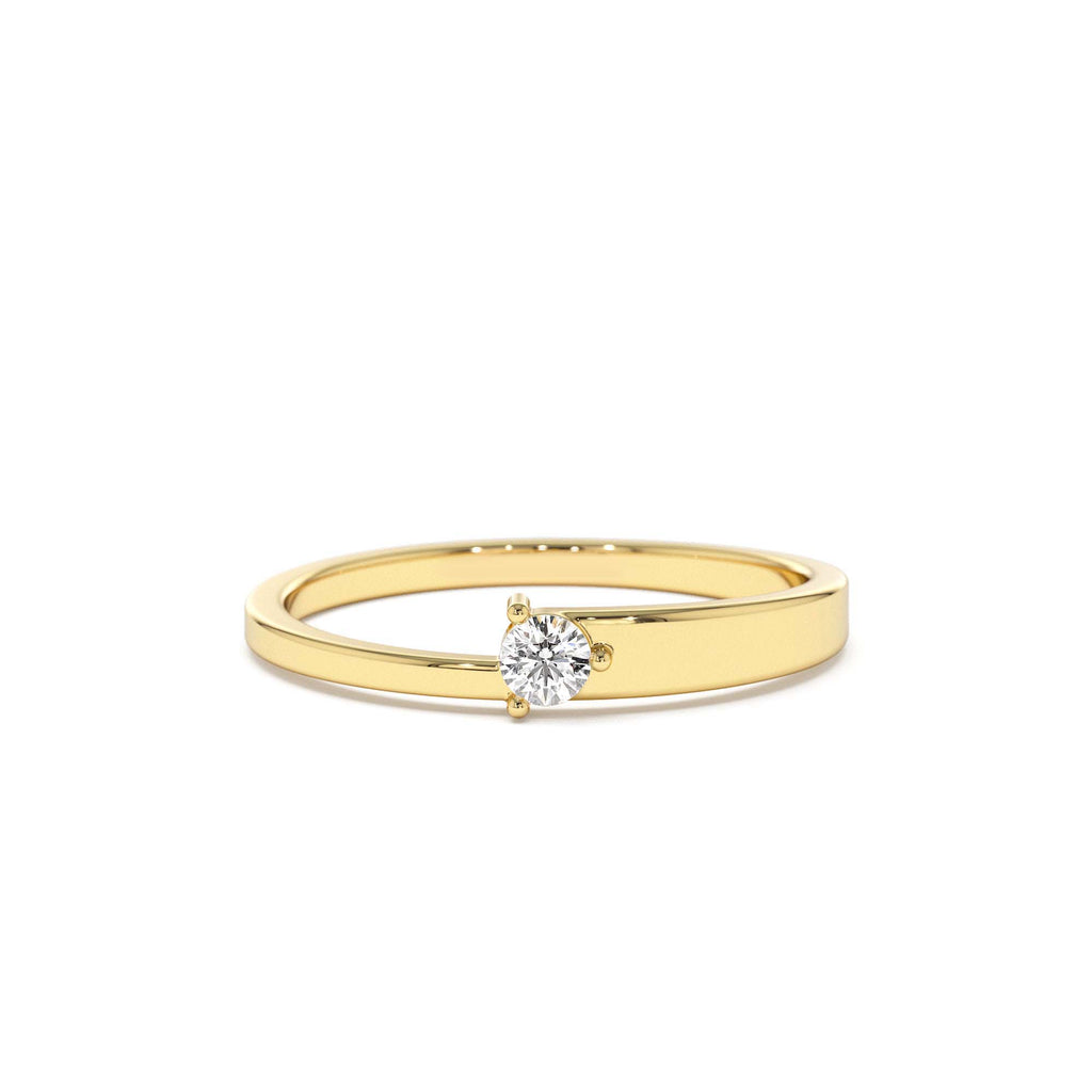 14k Round Solitaire Diamond Promise Ring by Orlina Fine