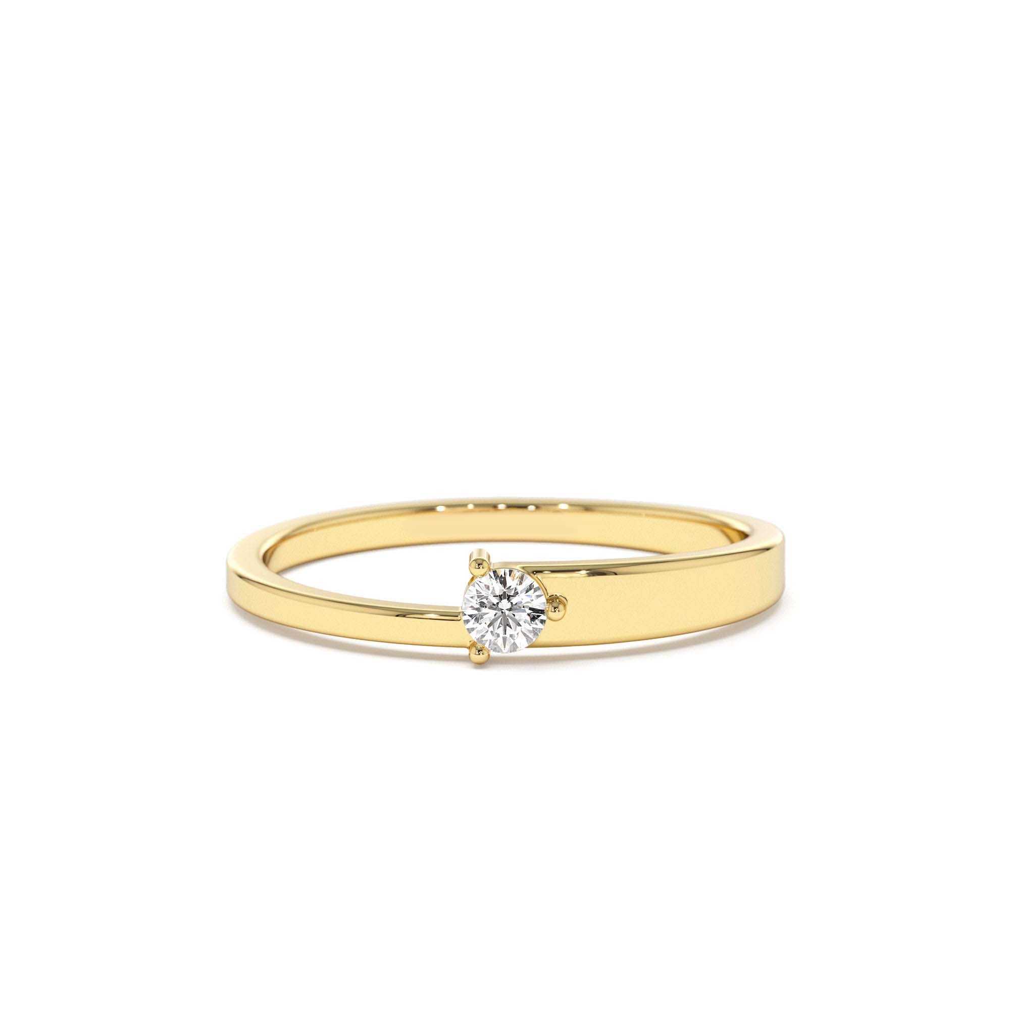 14k Round Solitaire Diamond Promise Ring by Orlina Fine