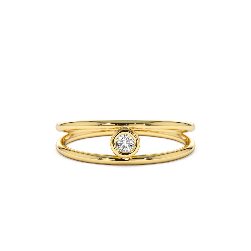 14k Double Band Bezel Setting Diamond Solitaire Ring by Orlina Fine
