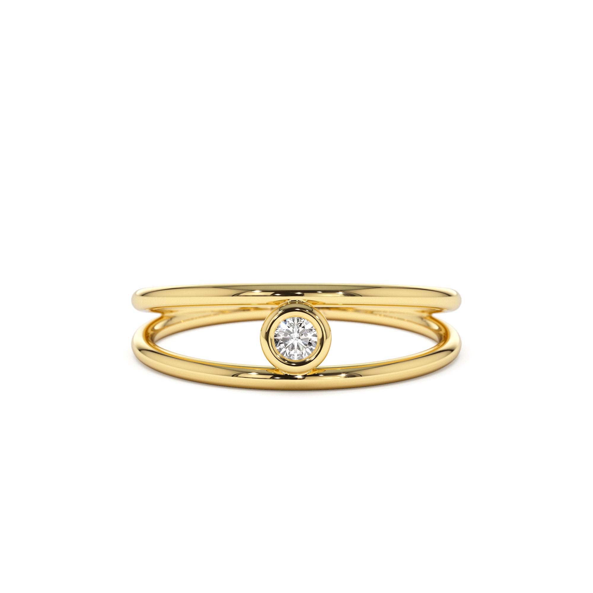 14k Double Band Bezel Setting Diamond Solitaire Ring by Orlina Fine