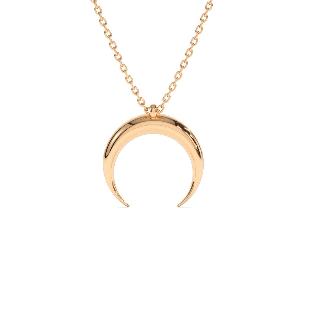 14K Plain Gold Crescent Moon Necklace - view 2