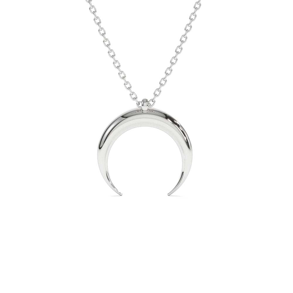 14K Plain Gold Crescent Moon Necklace - view 3