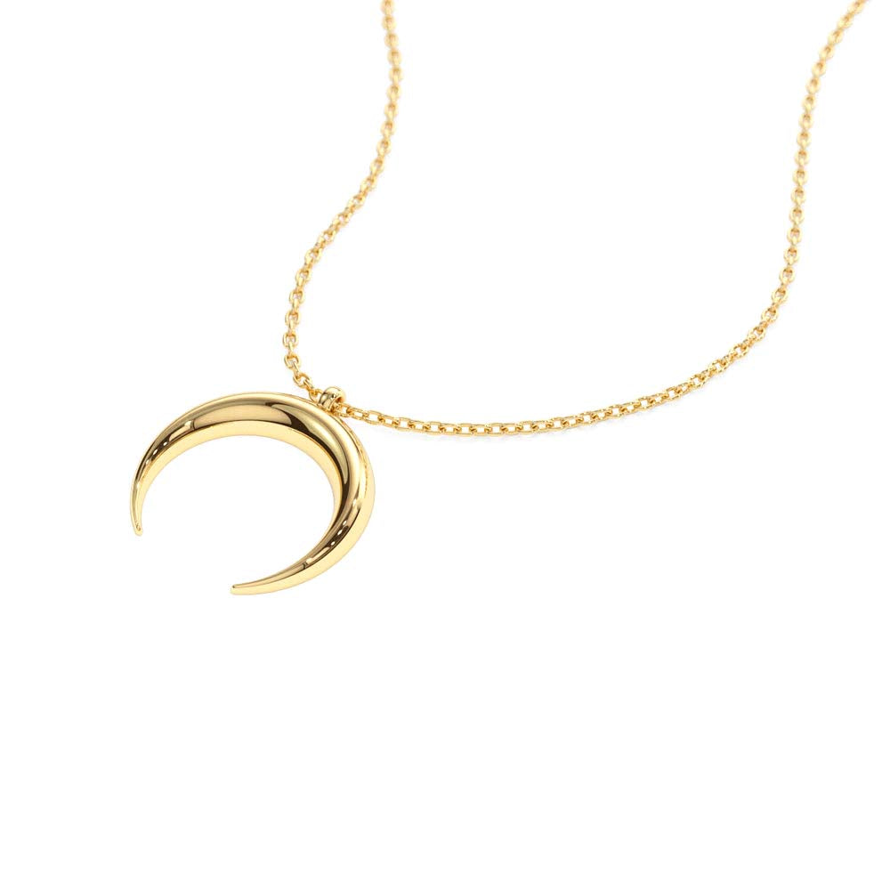 14K Plain Gold Crescent Moon Necklace - view 4