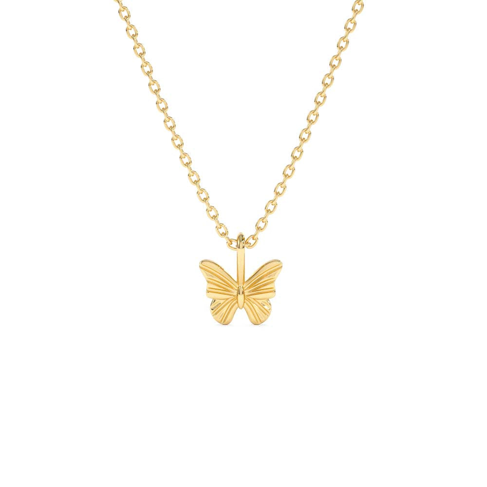 14K Mini Butterfly Charm Necklace by Orlina Fine