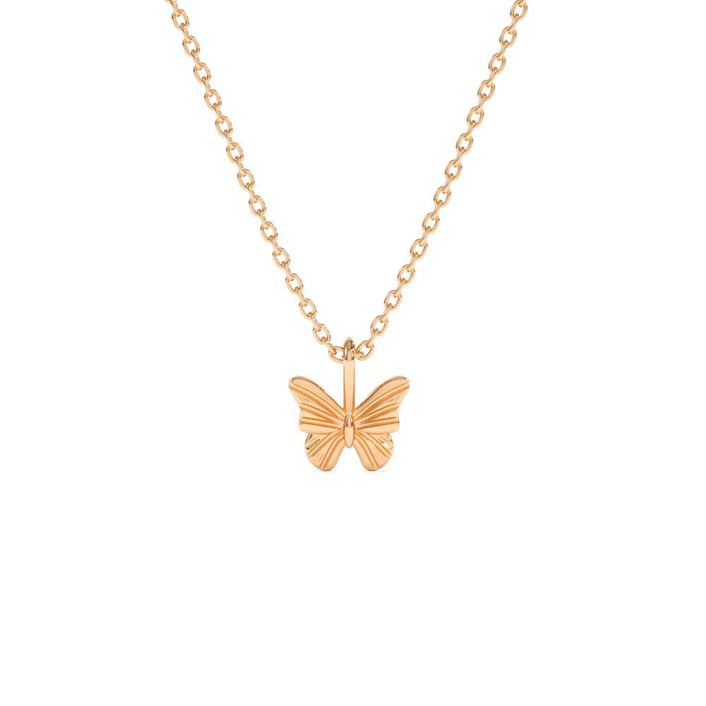 14K Mini Butterfly Charm Necklace - view 2