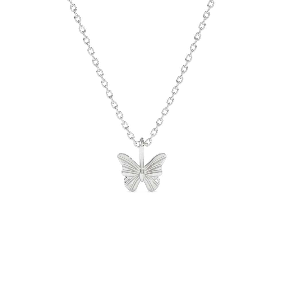 14K Mini Butterfly Charm Necklace - view 3