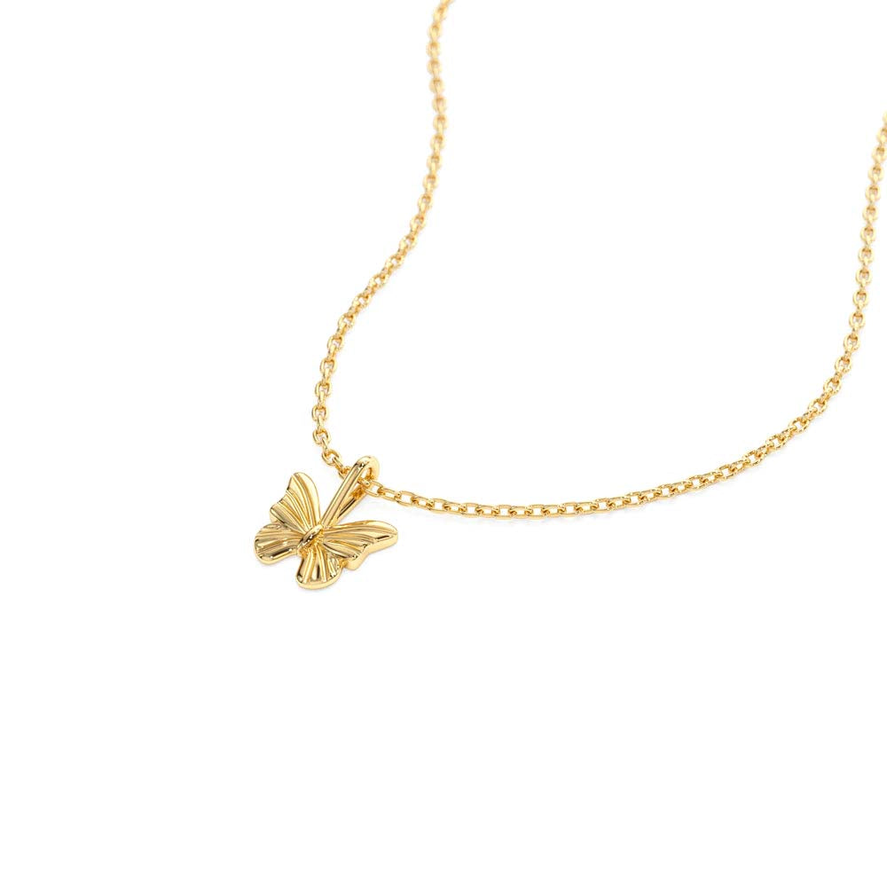 14K Mini Butterfly Charm Necklace - view 4