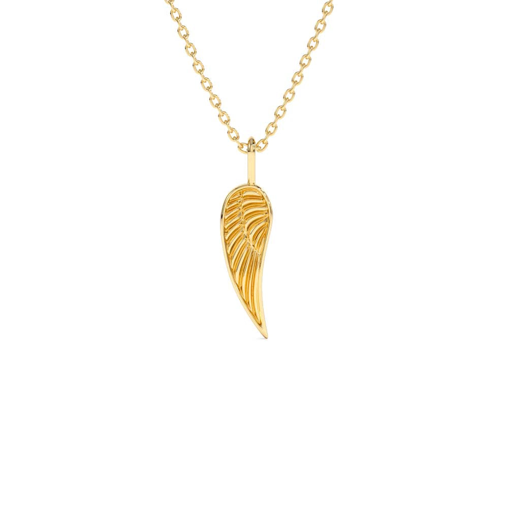14K Angel Wings Pendant Necklace by Orlina Fine