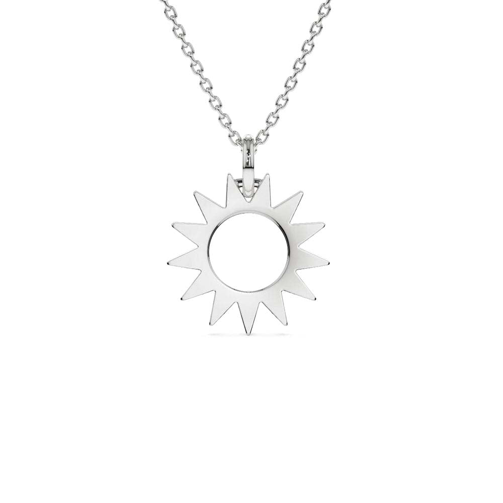 14K Solid Gold Sun Pendant Necklace - view 3