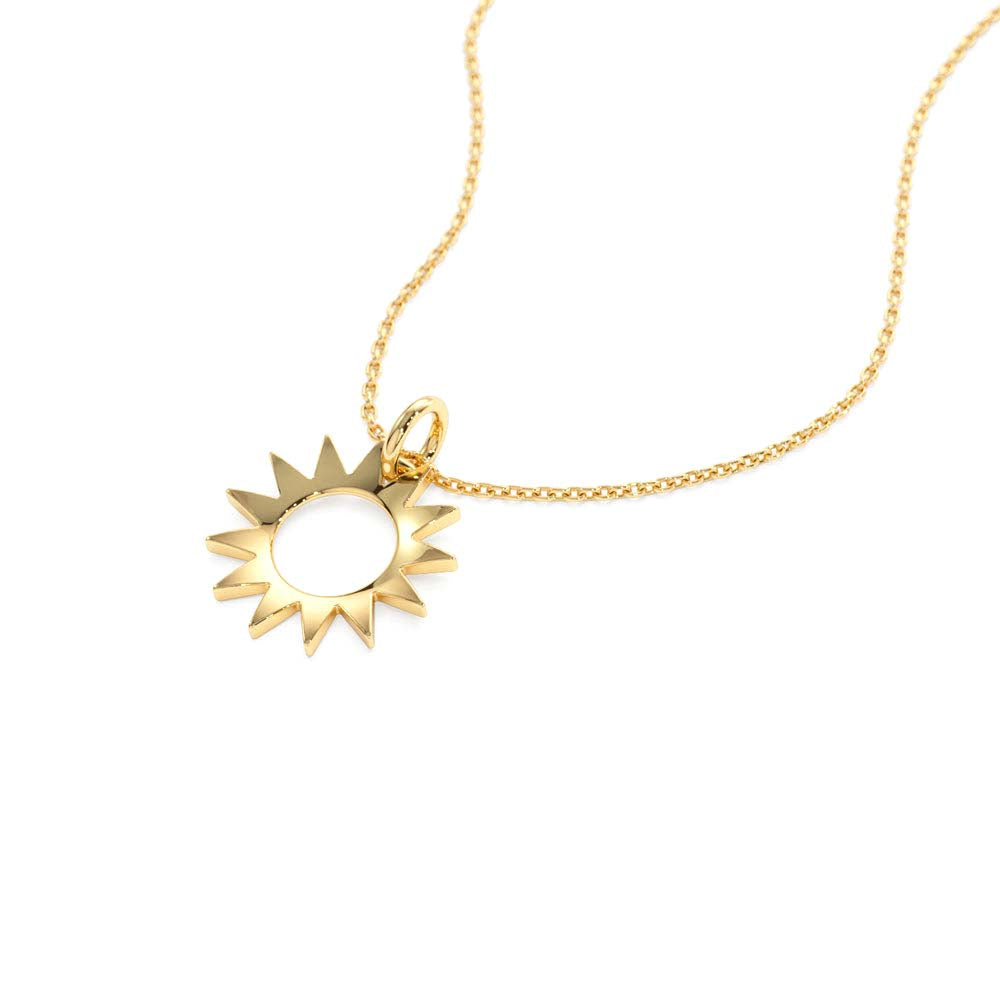 14K Solid Gold Sun Pendant Necklace - view 4