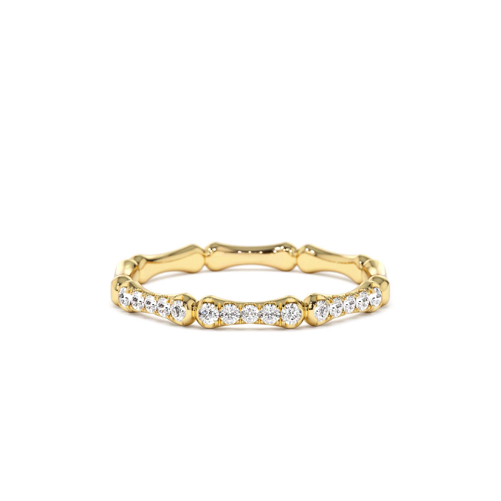 14k Pave Diamond Bamboo Ring by Orlina Fine