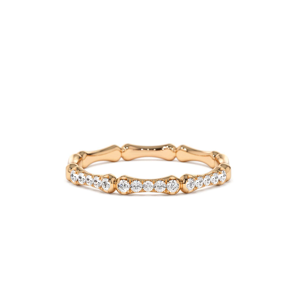 14k Pave Diamond Bamboo Ring - view 2
