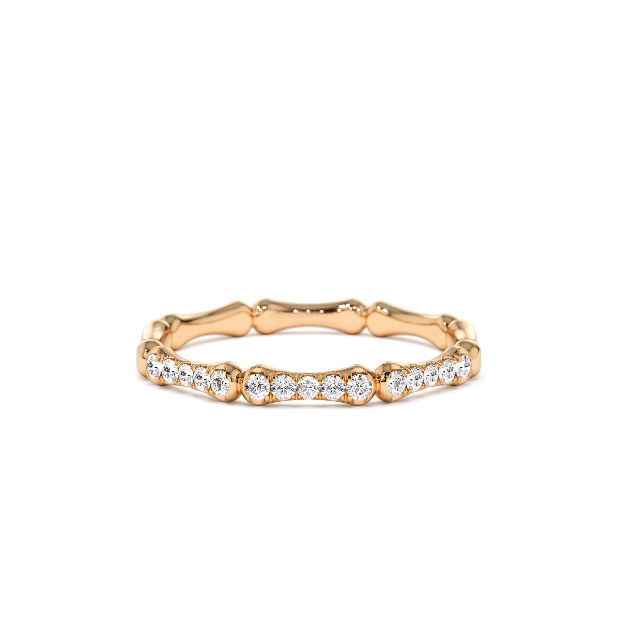 14k Pave Diamond Bamboo Ring - view 2