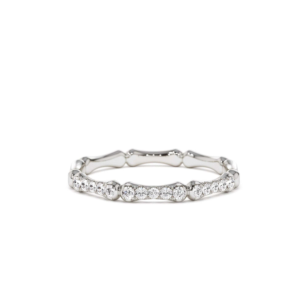 14k Pave Diamond Bamboo Ring - view 3