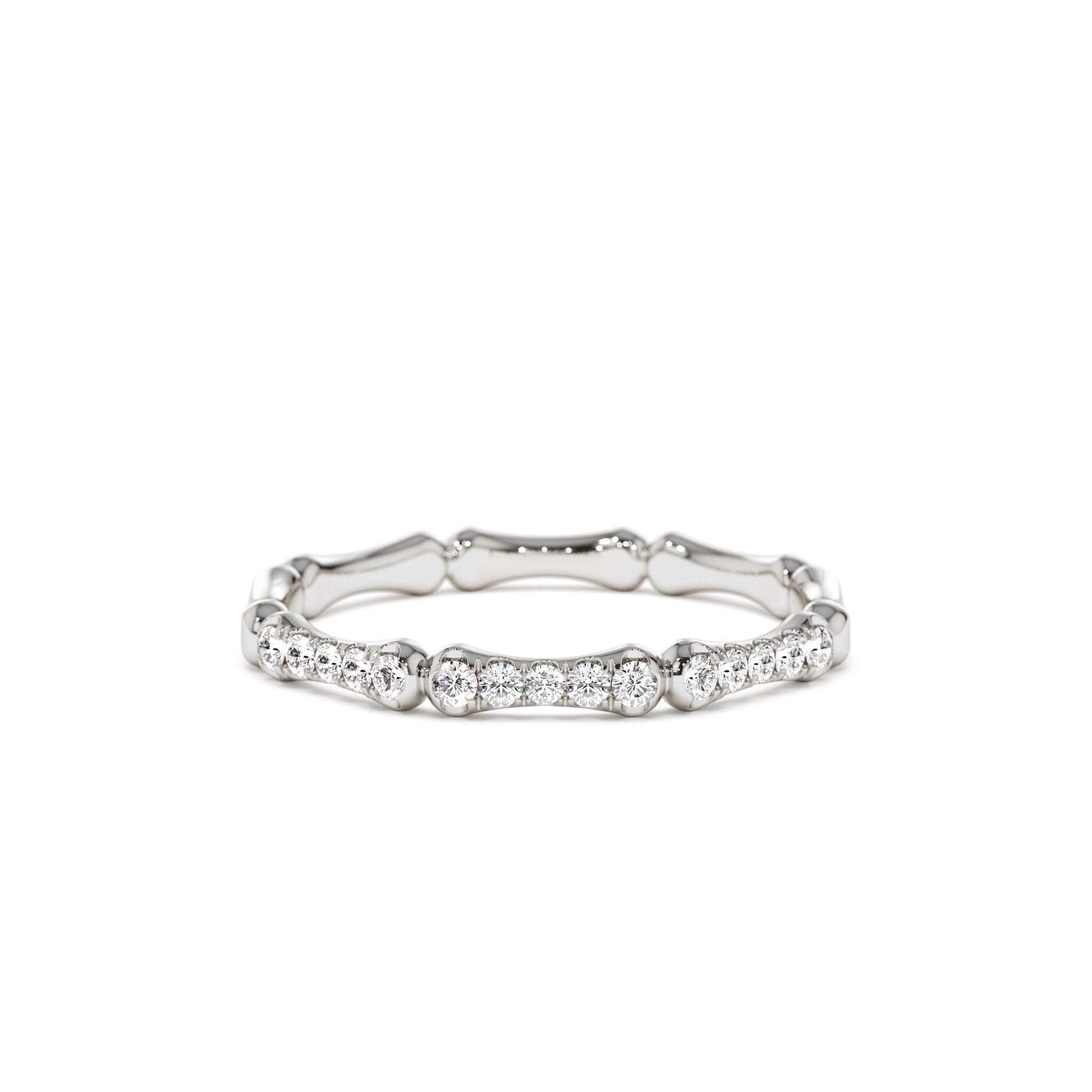 14k Pave Diamond Bamboo Ring - view 3