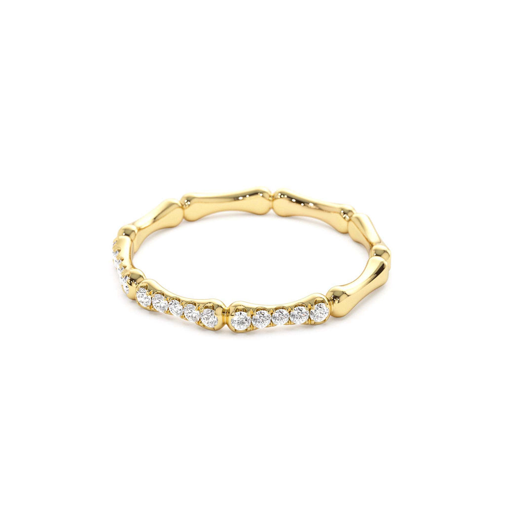 14k Pave Diamond Bamboo Ring - view 4