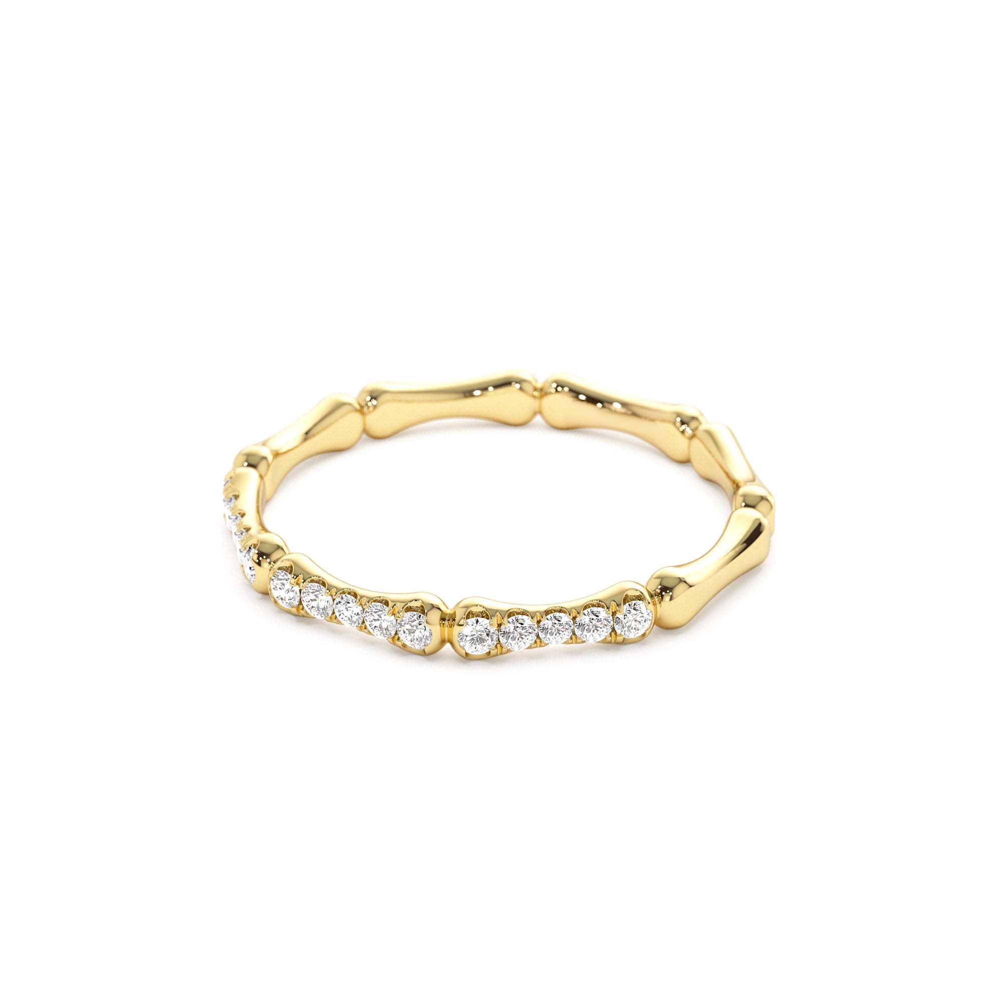 14k Pave Diamond Bamboo Ring - view 4
