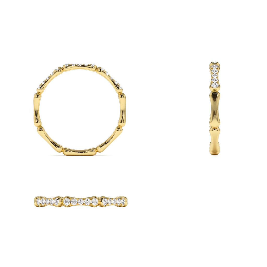 14k Pave Diamond Bamboo Ring - view 5
