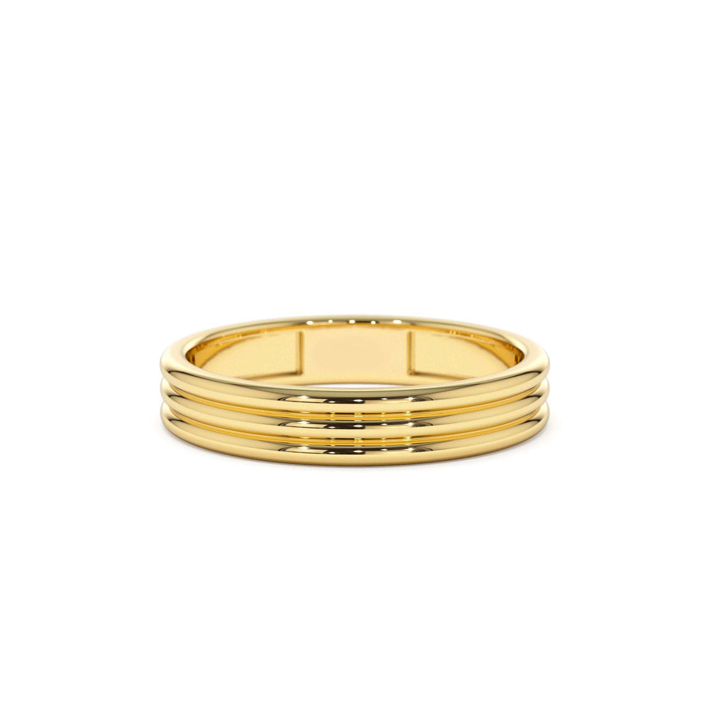 14k 3.5MM Multi Lined Gold Wedding Ring by Orlina Fine