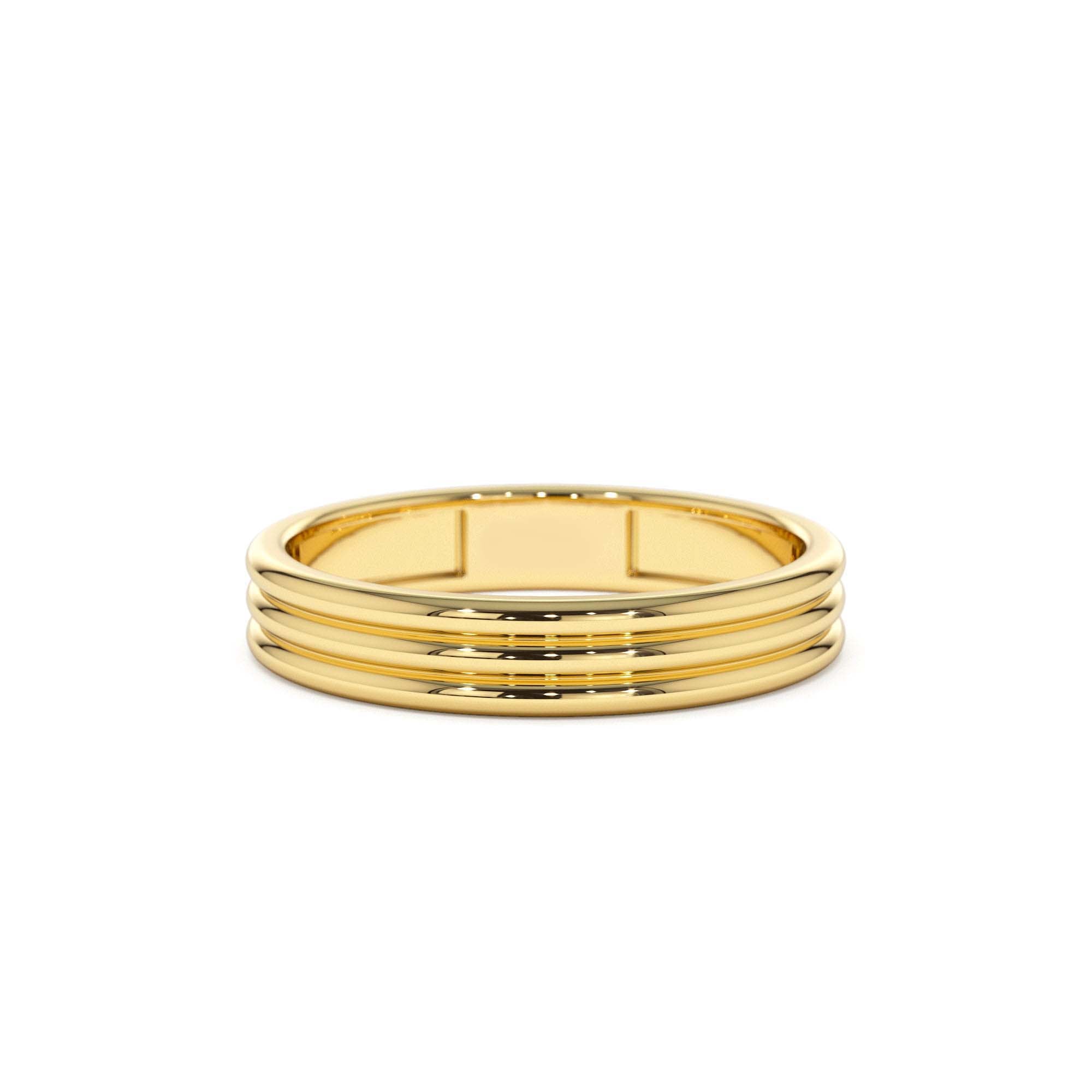 14k 3.5MM Multi Lined Gold Wedding Ring by Orlina Fine