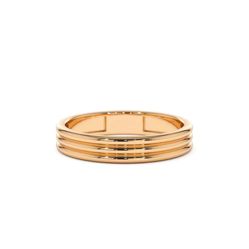 14k 3.5MM Multi Lined Gold Wedding Ring - view 2