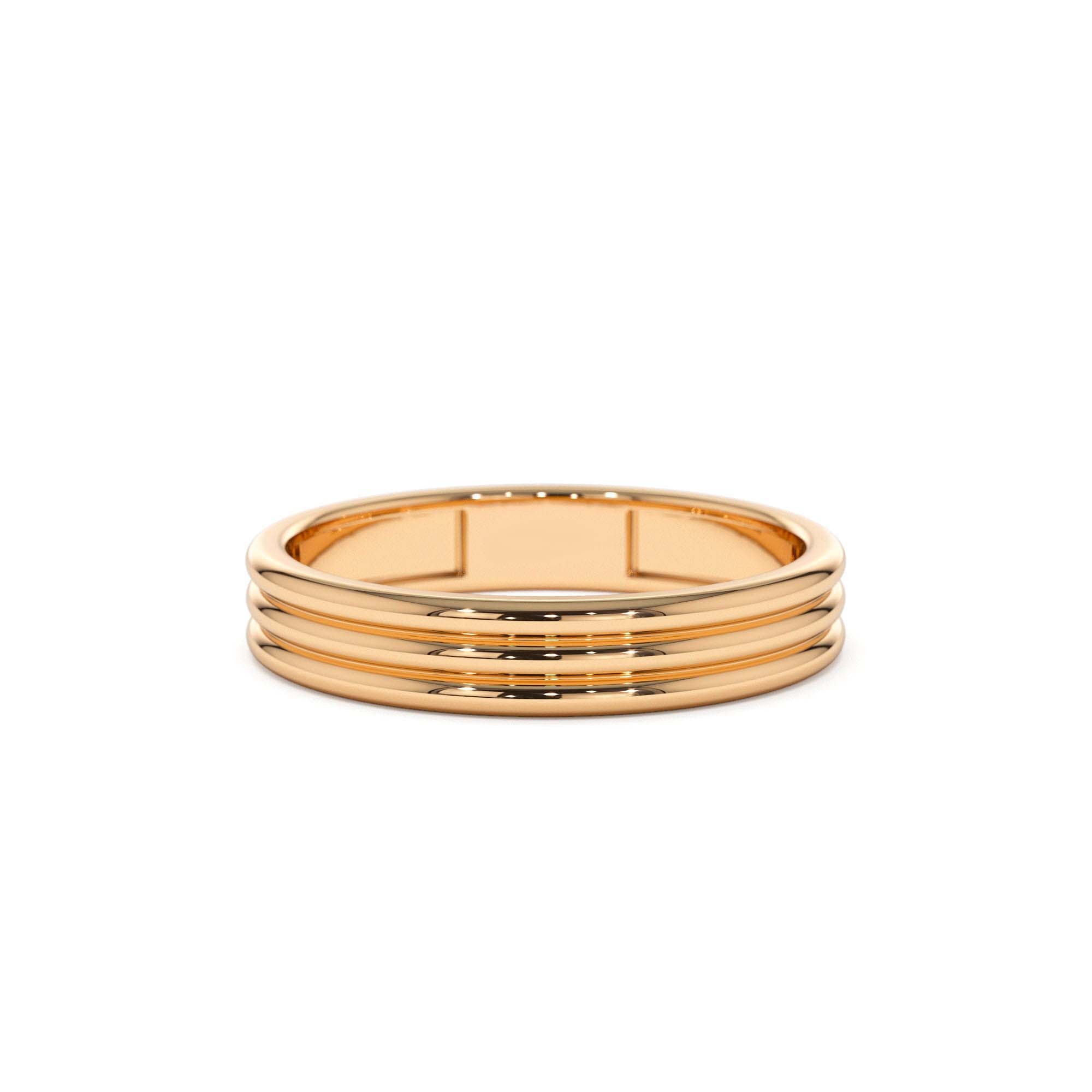14k 3.5MM Multi Lined Gold Wedding Ring - view 2