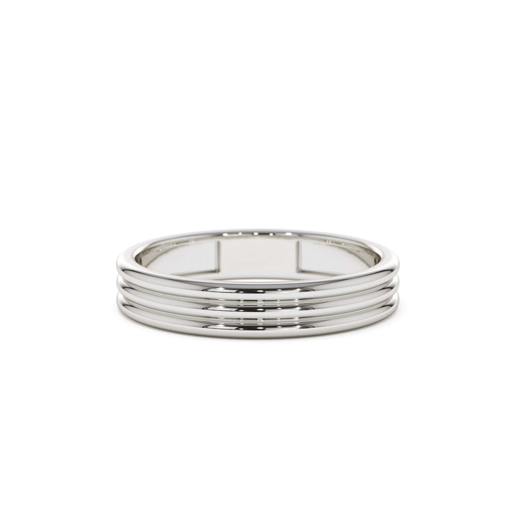 14k 3.5MM Multi Lined Gold Wedding Ring - view 3