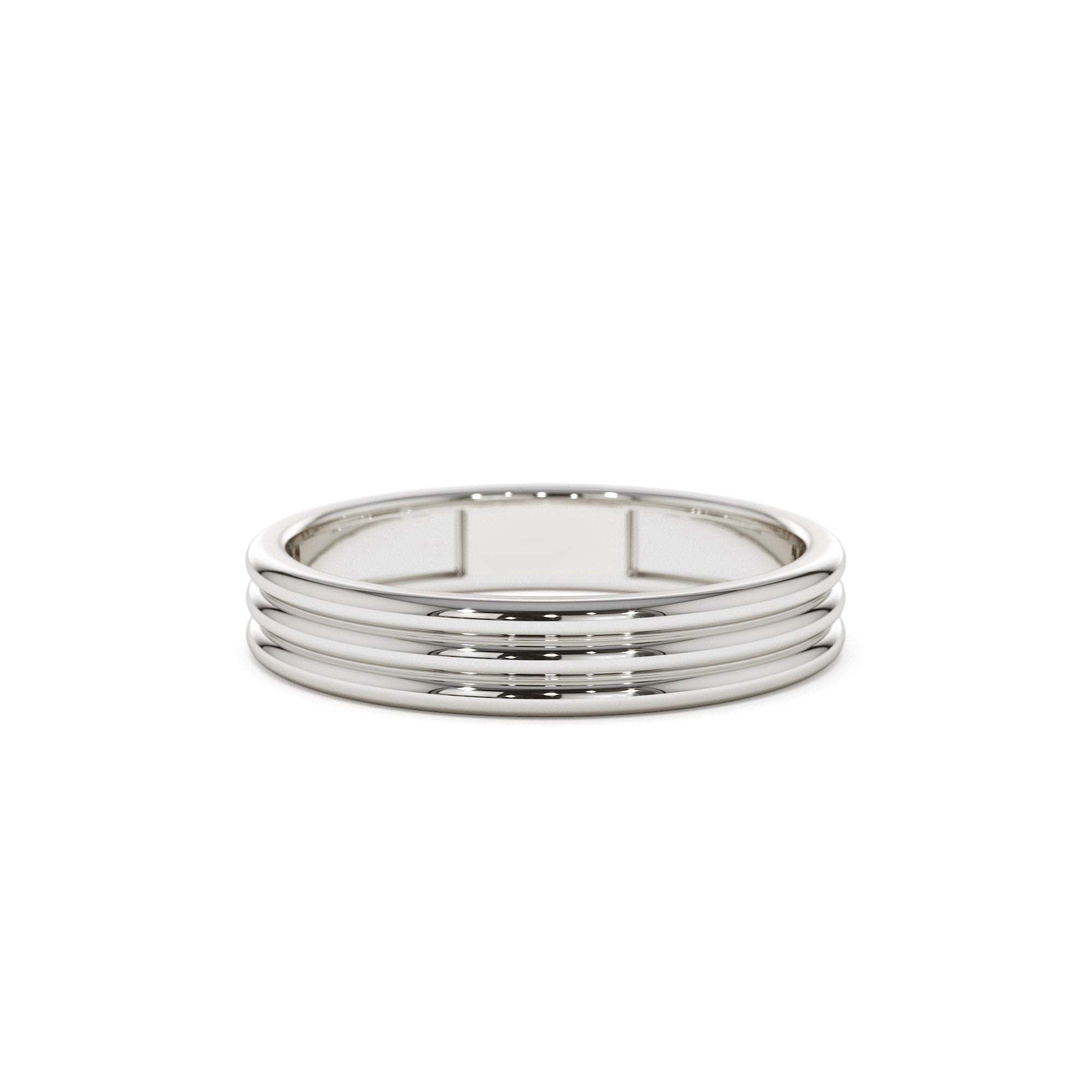 14k 3.5MM Multi Lined Gold Wedding Ring - view 3