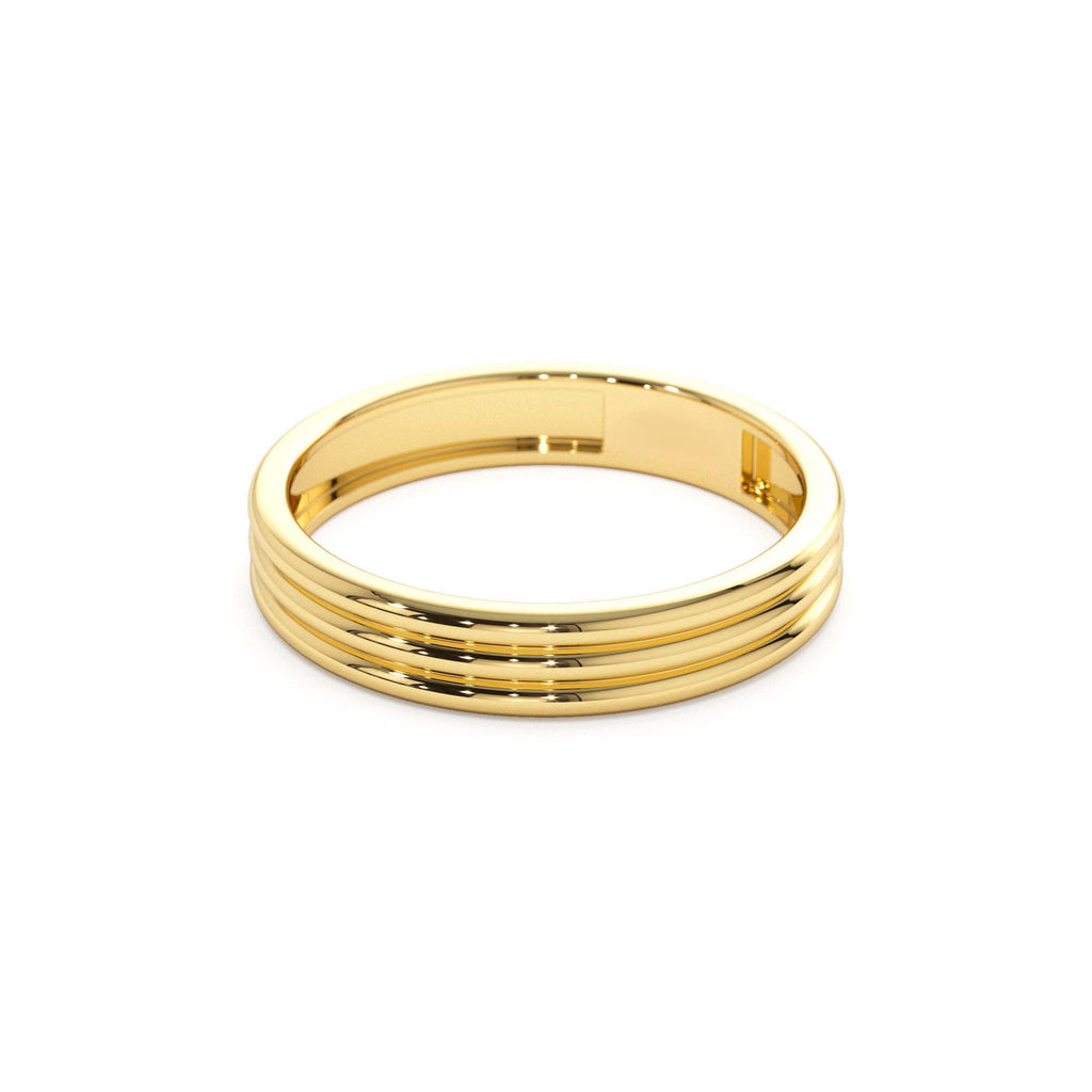 14k 3.5MM Multi Lined Gold Wedding Ring - view 4