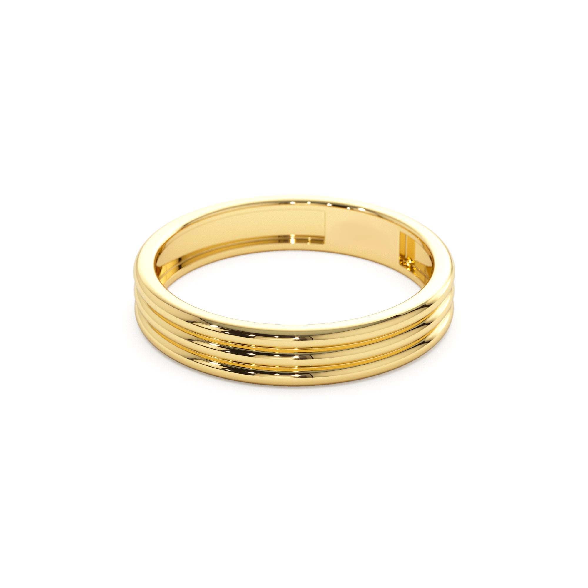14k 3.5MM Multi Lined Gold Wedding Ring - view 4