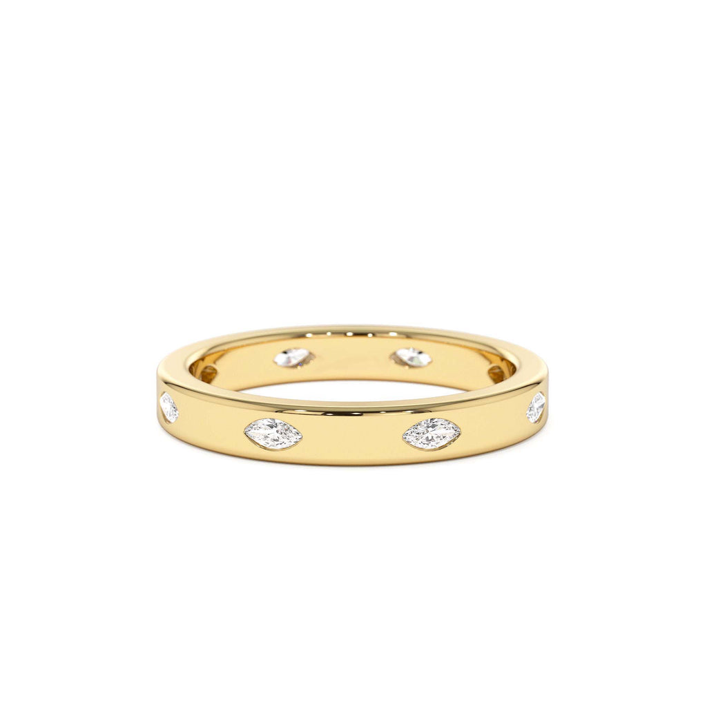 14k Marquise Shaped Full Eternity Flush Setting Diamond Band by Orlina Fine