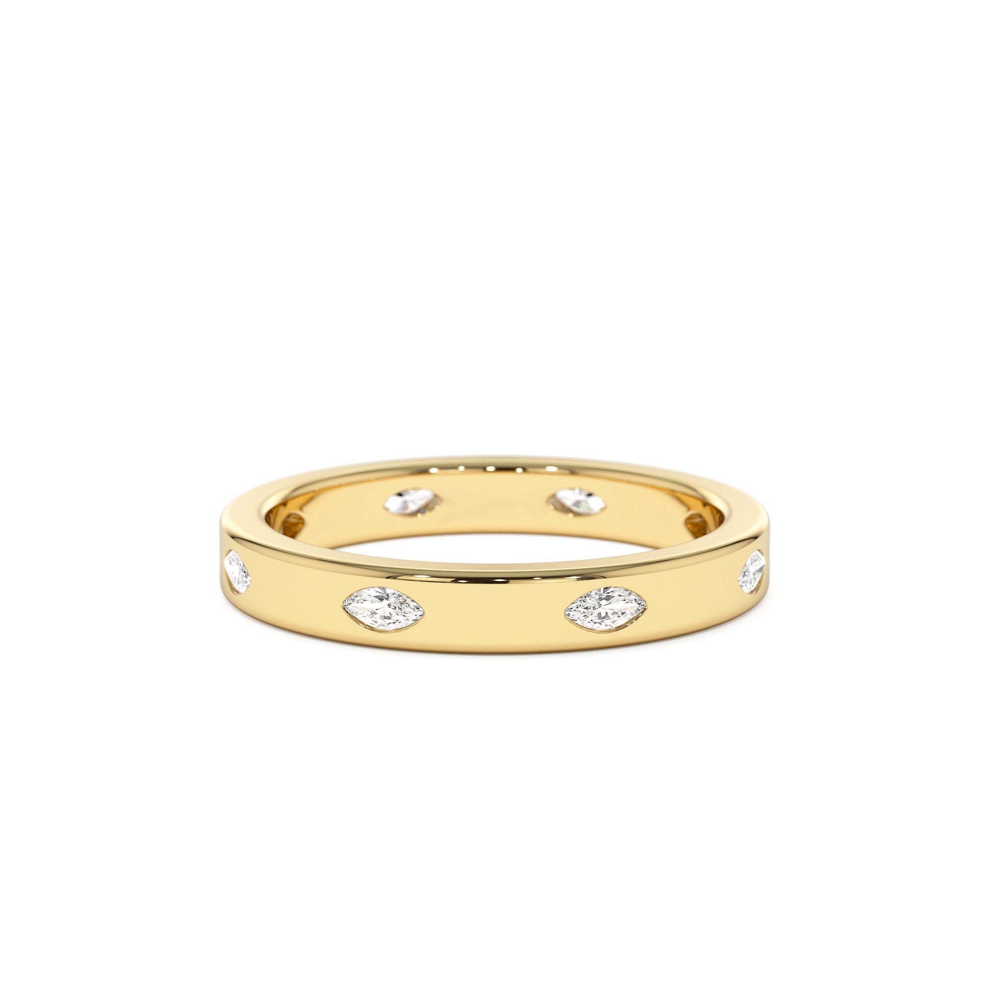 14k Marquise Shaped Full Eternity Flush Setting Diamond Band by Orlina Fine