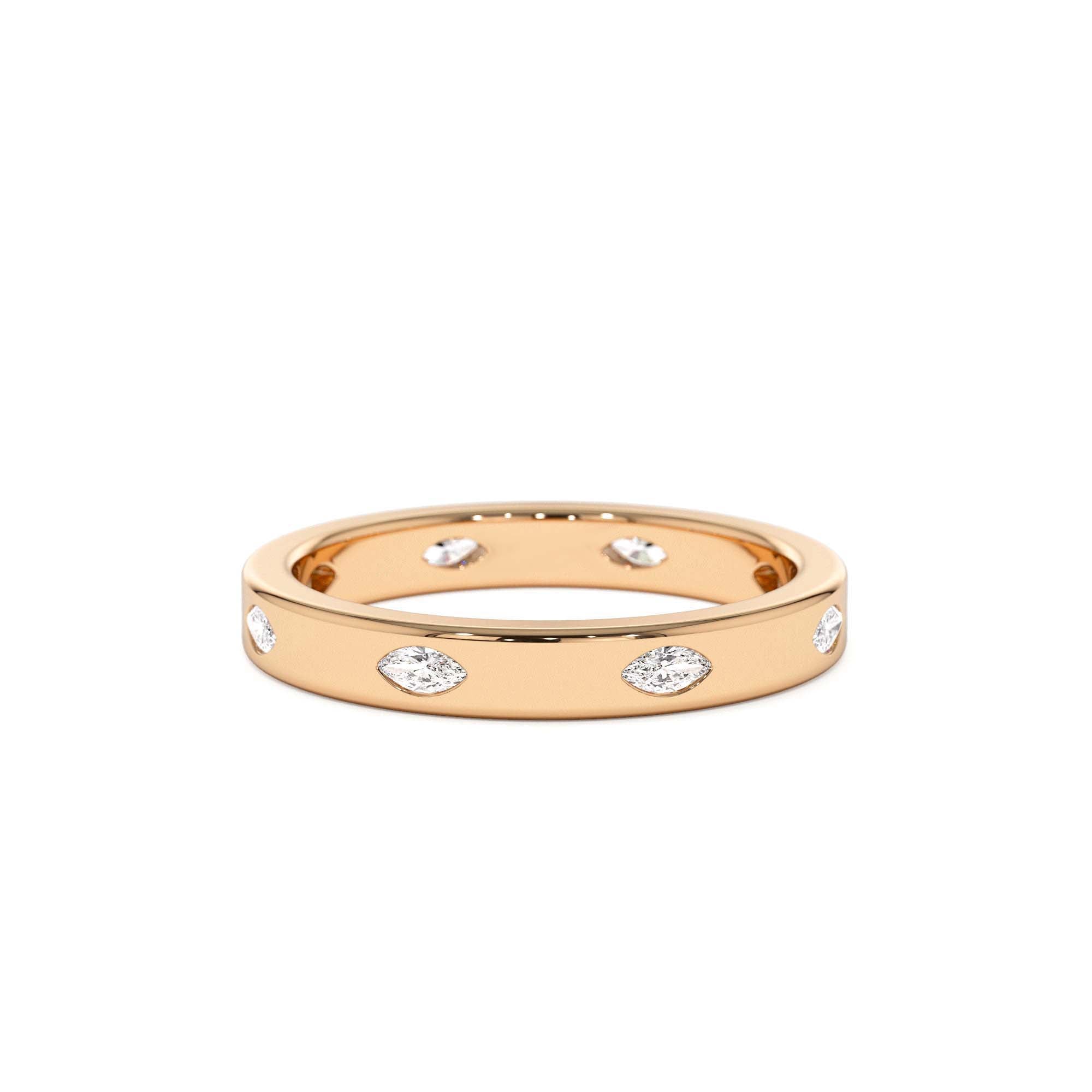 14k Marquise Shaped Full Eternity Flush Setting Diamond Band - view 3