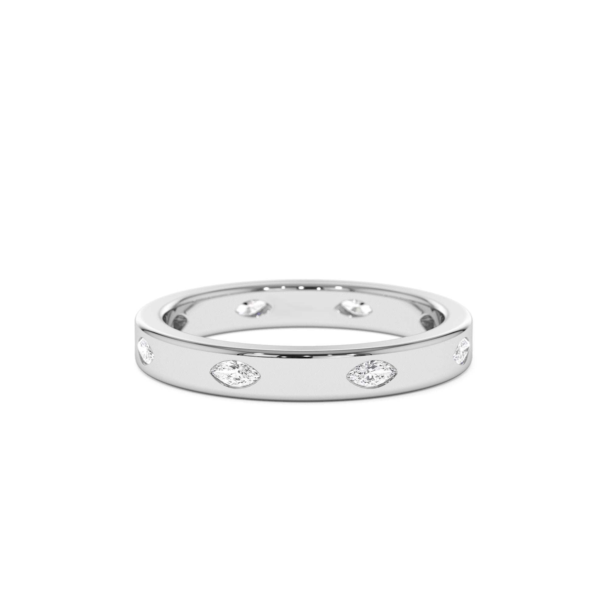 14k Marquise Shaped Full Eternity Flush Setting Diamond Band - view 4