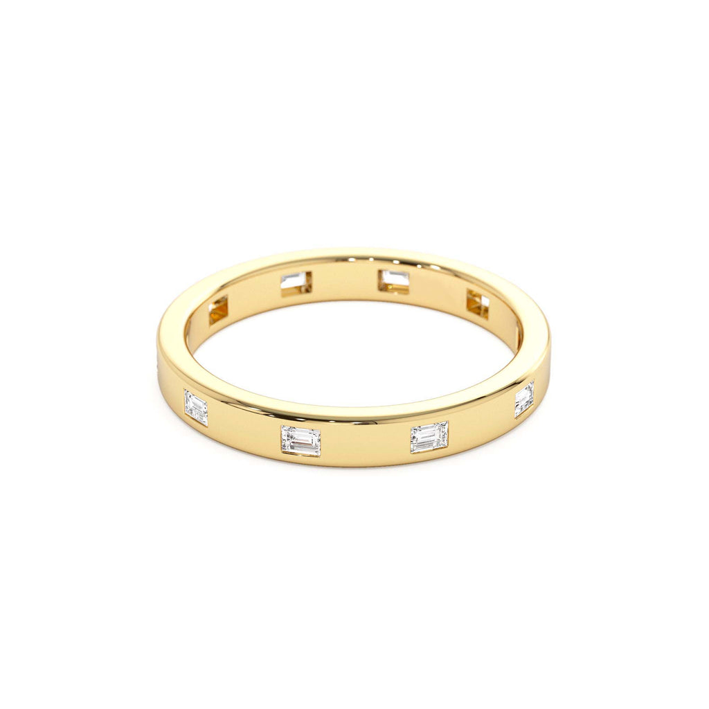 14k Full Eternity Flush Setting Baguette Diamond Band - view 2