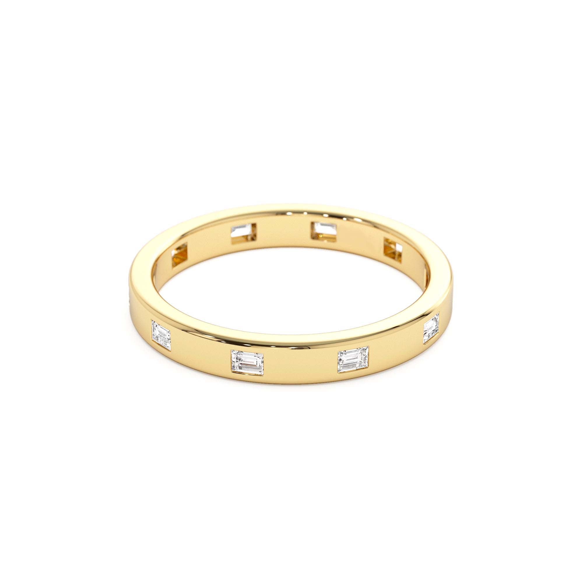 14k Full Eternity Flush Setting Baguette Diamond Band - view 2