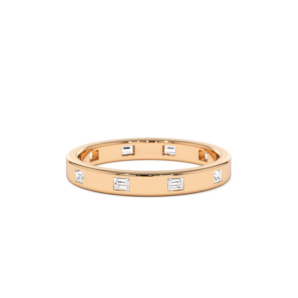 14k Full Eternity Flush Setting Baguette Diamond Band - view 3